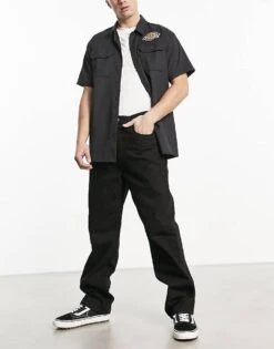 Dickies Thomasville Relaxed Fit Denim Jeans In Black For Men Rinsed Black -Dickies Sales Store 204455481 4
