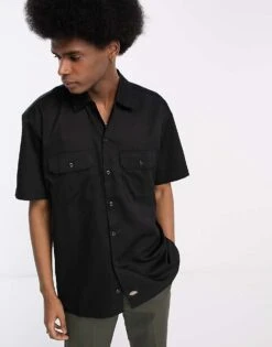 Dickies Short Sleeve Work Shirt In Black For Men