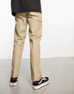 Dickies Slim Straight Double Knee Work Chino Trousers In Khaki For Men -Dickies Sales Store 204455825 3