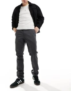 Dickies Slim Fit Trousers In Charcoal Grey For Men