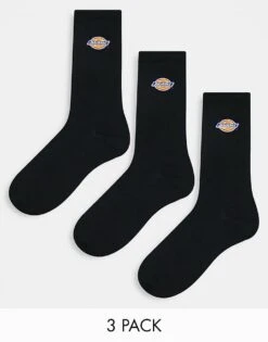 Dickies Valley Grove 3 Pack Crew Socks In Black Multipack For Men