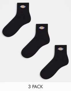 Dickies Valley Grove Mid 3 Pack Socks Multipack In Black For Men