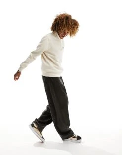 Dickies Oakport 1/4 Zip Fleece Sweatshirt In Stone For Men Whitecap Gray -Dickies Sales Store 205088575 3