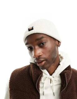 Dickies Woodworth Waffle Beanie In Ecru For Unisex