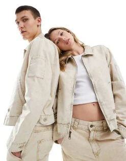 Dickies Newington Washed Jacket In Off White For Unisex Dble Dye/acd Ss -Dickies Sales Store 205946182 1 dbledyeacdss 1