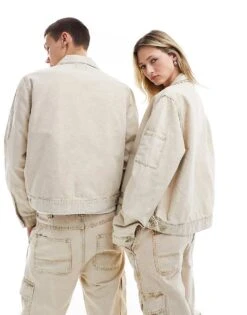 Dickies Newington Washed Jacket In Off White For Unisex Dble Dye/acd Ss -Dickies Sales Store 205946182 4