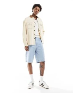 Dickies Madison Denim Shorts In Vintage Light Blue For Men Vintage Aged Blue