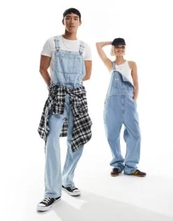 Dickies Classic Denim Dungarees In Vintage Light Blue For Unisex Vintage Aged Blue -Dickies Sales Store 205953325 1 vintageagedblue 1