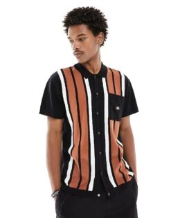 Dickies Fieldale Striped Knitted Polo Shirt In Black For Men Multi -Dickies Sales Store 206044841 4
