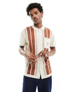 Dickies Fieldale Striped Knitted Polo Shirt In Cream For Men Multi