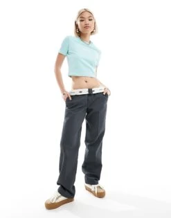 Dickies Valley Falls Cropped Baby Tee In Blue For Unisex Pastel Turquoise -Dickies Sales Store 206049371 3