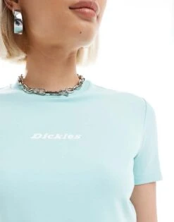 Dickies Valley Falls Cropped Baby Tee In Blue For Unisex Pastel Turquoise -Dickies Sales Store 206049371 4