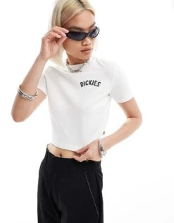 Dickies Petersburg Western Baby Tee In White- Exclusive To Asos For Unisex -Dickies Sales Store 206049388 1 white 1