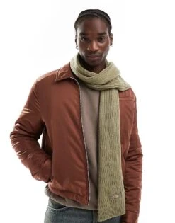 Dickies Knitted Scarf In Khaki Green For Men Mid Green -Dickies Sales Store 206605365 3