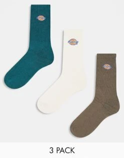 Dickies 3 Pack Valley Grove Crew Socks In Neutral Multi For Men Cream