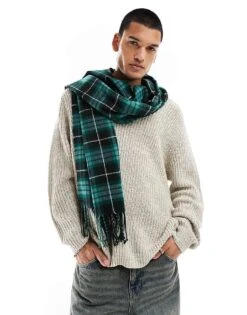 Dickies Checkered Scarf In Black And Green For Unisex -Dickies Sales Store 206605482 3