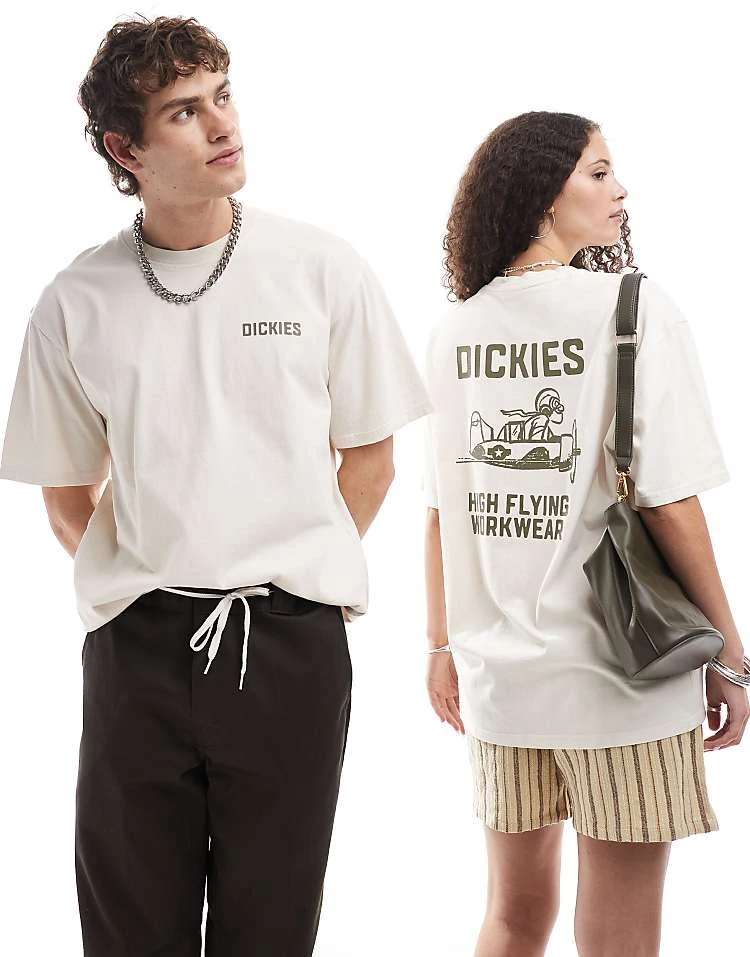 Dickies Graphic Airplane Back Print T-shirt In Off White For Men 7 Dickies Graphic Airplane Back Print T-shirt In Off White For Men - Image 5