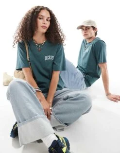 Dickies Aitken Left Chest Logo T-shirt In Dark Green And Light Blue For Unisex Mid Blue -Dickies Sales Store 206606010 1 midblue 1