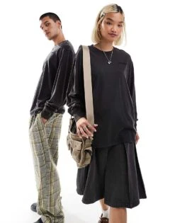 Dickies Plentywood Long Sleeved T-shirt In Washed Black For Unisex