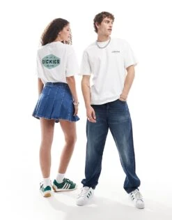 Dickies Back Print T-shirt In White And Blue For Unisex -Dickies Sales Store 206606035 1 white 1