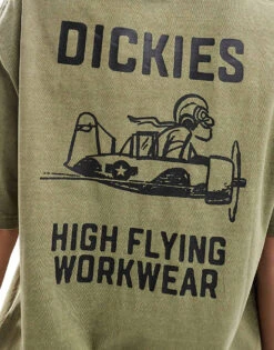 Dickies Graphic Airplane Back Print T-shirt In Khaki Green For Unisex Mid Green -Dickies Sales Store 206606044 3