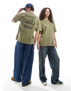 Dickies Graphic Airplane Back Print T-shirt In Khaki Green For Unisex Mid Green -Dickies Sales Store 206606044 4