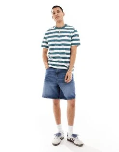 Dickies Rivergrove Striped T-shirt In Dark Green And White For Men Mid Green -Dickies Sales Store 206606114 4