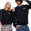 Dickies Aitken Left Chest Logo Sweatshirt In Black And Plum For Unisex