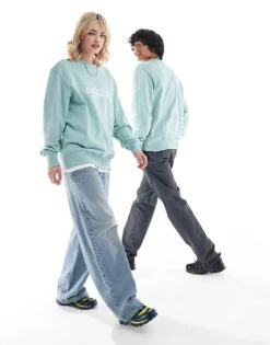 Dickies Large Chest Logo Sweatshirt In Light Blue For Unisex Mid Blue -Dickies Sales Store 206606561 3