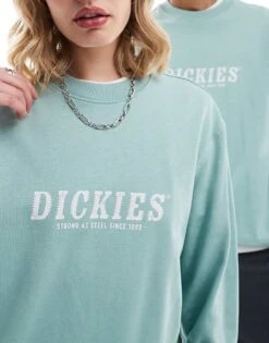 Dickies Large Chest Logo Sweatshirt In Light Blue For Unisex Mid Blue -Dickies Sales Store 206606561 4