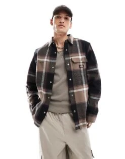 Dickies Nimmons Large Check Shirt In Dark Brown Multi For Men -Dickies Sales Store 206606602 1 brown 1
