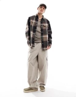 Dickies Nimmons Large Check Shirt In Dark Brown Multi For Men -Dickies Sales Store 206606602 3