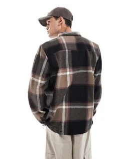 Dickies Nimmons Large Check Shirt In Dark Brown Multi For Men -Dickies Sales Store 206606602 4