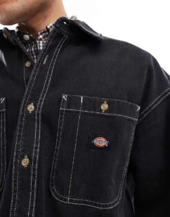 Dickies Houston Denim Shirt In Washed Black For Men -Dickies Sales Store 206606657 4