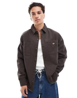 Dickies Duck Canvas Shirt In Dark Brown For Men
