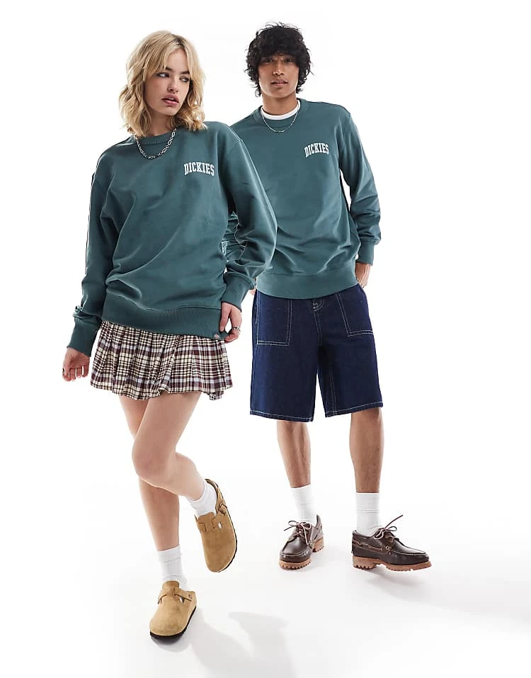 Dickies Aitken Left Chest Logo Sweatshirt In Dark Green And Blue For Unisex Mid Blue 7 Dickies Aitken Left Chest Logo Sweatshirt In Dark Green And Blue For Unisex Mid Blue - Image 5