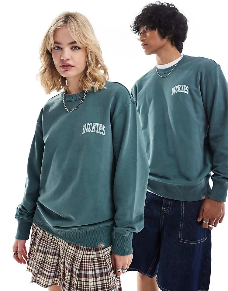 Dickies Aitken Left Chest Logo Sweatshirt In Dark Green And Blue For Unisex Mid Blue 4 Dickies Aitken Left Chest Logo Sweatshirt In Dark Green And Blue For Unisex Mid Blue - Image 2