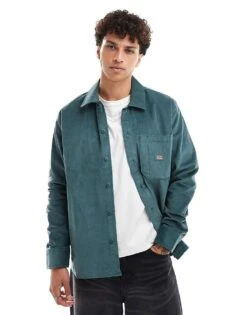 Dickies Cord Shirt In Dark Green For Men Mid Green