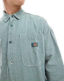 Dickies Hickory Striped Shirt In Green For Men Mid Green -Dickies Sales Store 206606760 2