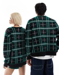 Dickies Knitted Plaid Cardigan In Black And Green For Unisex 10 Dickies Knitted Plaid Cardigan In Black And Green For Unisex -Dickies Sales Store 206606792 4