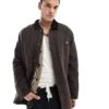 Dickies Duck Canvas High Pile Fleece Lined Chore Jacket In Dark Brown For Men -Dickies Sales Store 206607661 1 brown