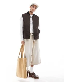 Dickies Duck Canvas Gilet In Dark Brown For Men