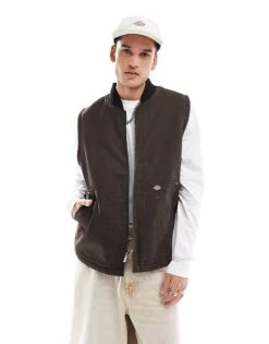 Dickies Duck Canvas Gilet In Dark Brown For Men -Dickies Sales Store 206607676 3