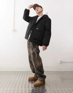 Dickies Plains Coat With Quilted Lining In Black For Men