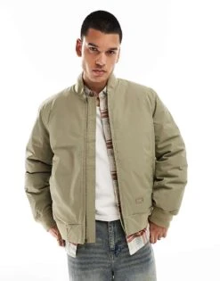 Dickies Padded Bomber Jacket In Khaki For Men Mid Green
