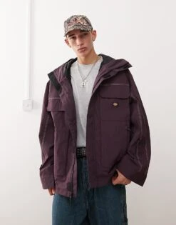 Dickies Ronan Hooded Windbreaker Jacket In Purple For Men