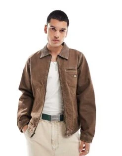 Dickies Lined Denim Jacket In Brown For Men