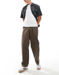 Dickies Seasonal Wide Leg Trousers In Mid Brown For Men