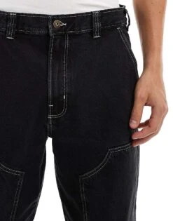 Dickies Madison Baggy Fit Double Knee Denim Jeans In Washed Black For Men -Dickies Sales Store 206690605 4
