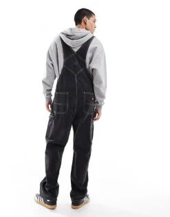 Dickies Classic Denim Dungarees In Washed Black For Men -Dickies Sales Store 206690679 3